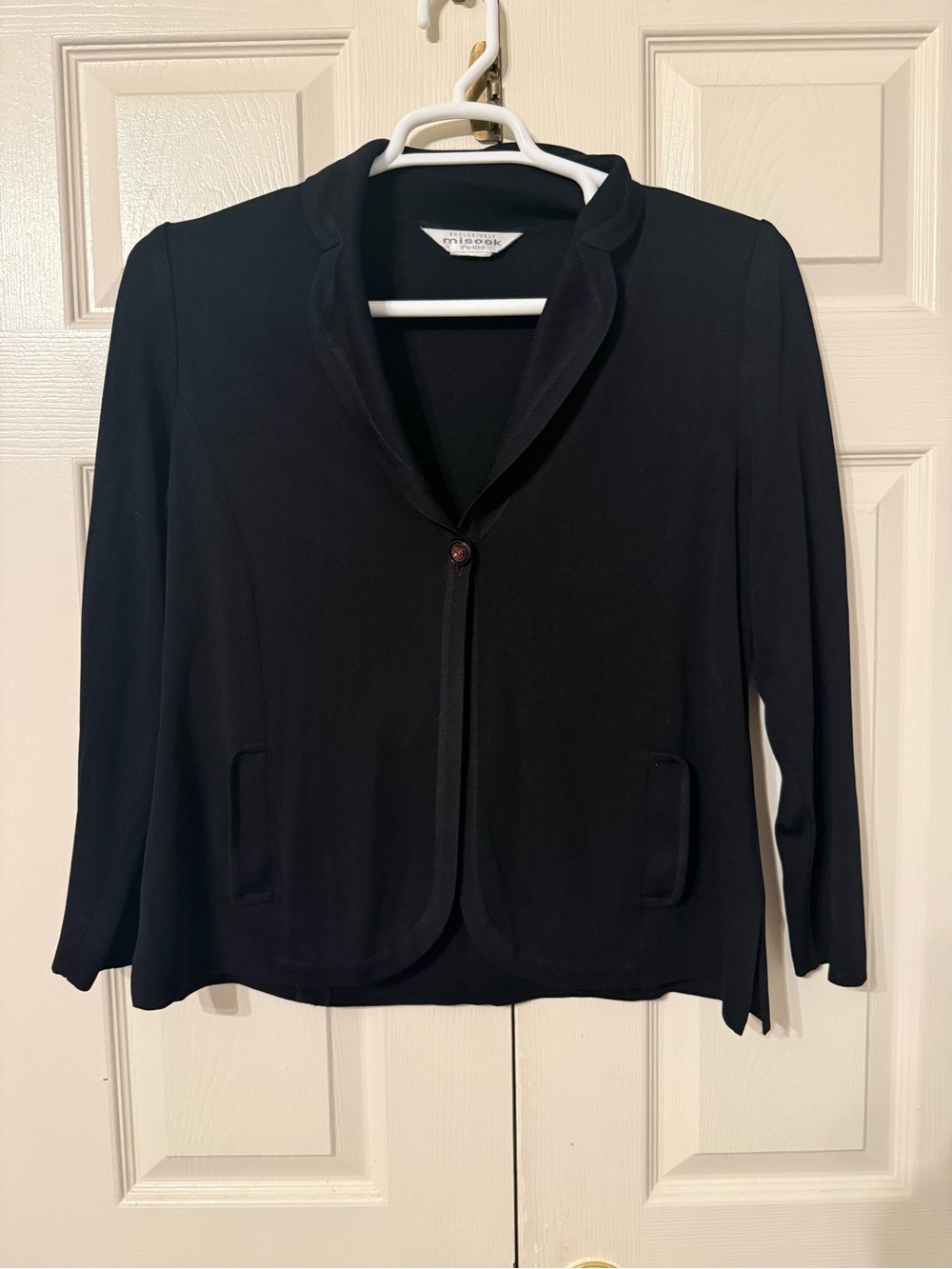 Misook Black Single-Button Open Collar Jacket